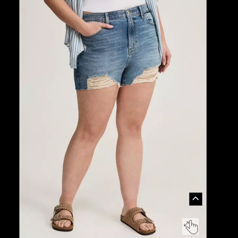 Women's Blue Distressed Denim Shorts